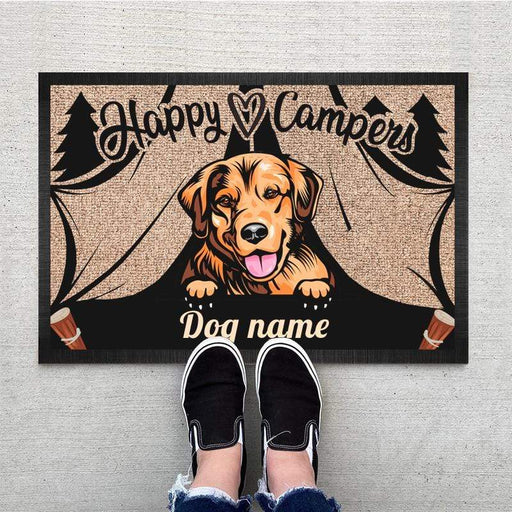 Gosszy Happy Campers Doormat, Dog Lover Gift, Camping Gift Doormat 15x24in-40x60cm