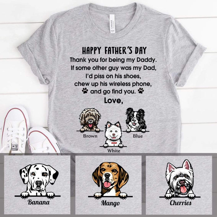 Gosszy Happy Father’s Day Thank You Dog Dad T-shirt, Dog Lover Gift, Best Gift To Dog Dad Tshirt Basic Tee / White / S