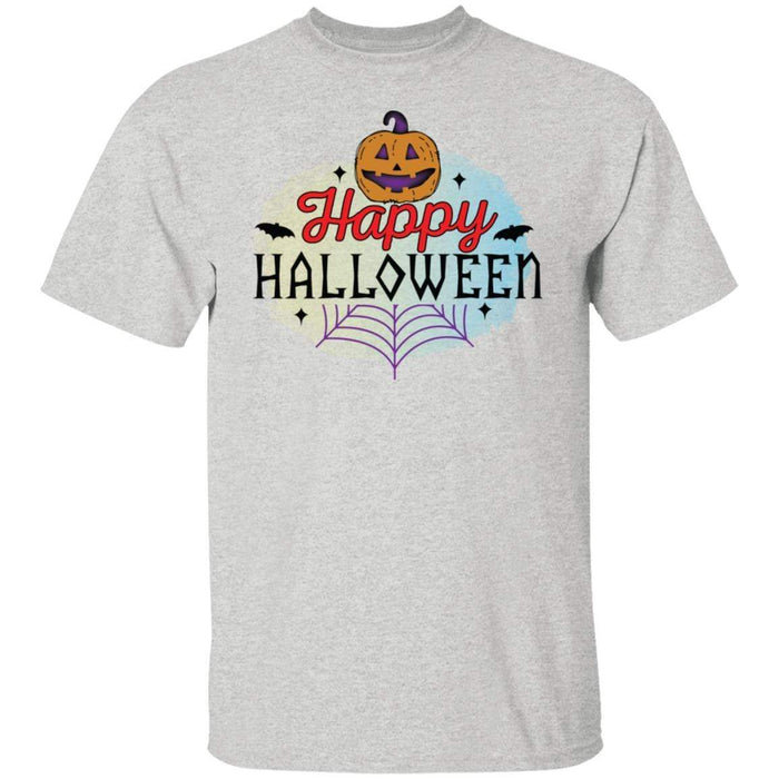 CustomCat Happy Halloween Pumpkin Shirts, Funny Halloween Gift Apparel G500 5.3 oz. T-Shirt / Ash / S