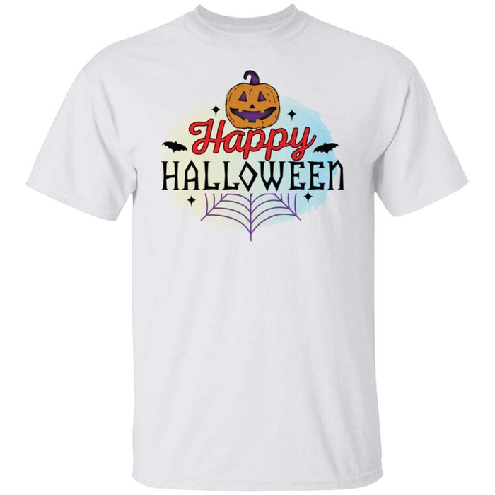 CustomCat Happy Halloween Pumpkin Shirts, Funny Halloween Gift Apparel G500 5.3 oz. T-Shirt / White / S