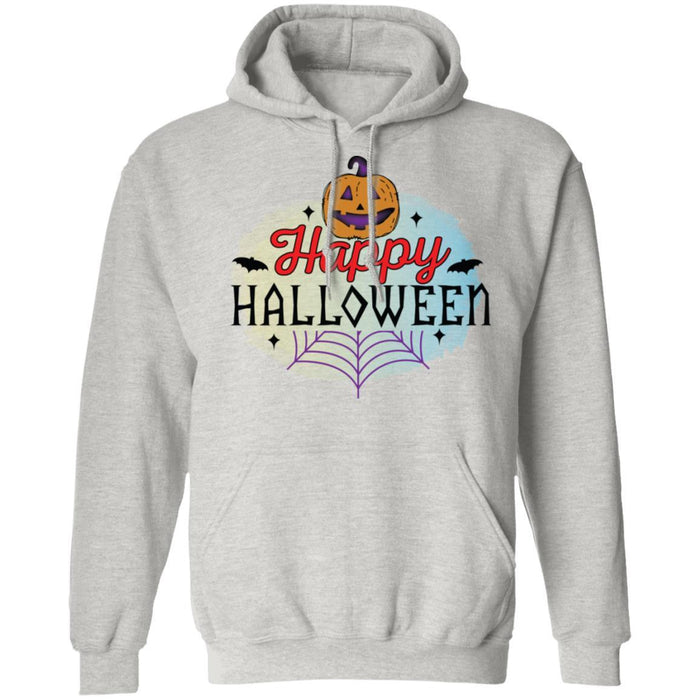 CustomCat Happy Halloween Pumpkin Shirts, Funny Halloween Gift Apparel Z66 Pullover Hoodie / Ash / S