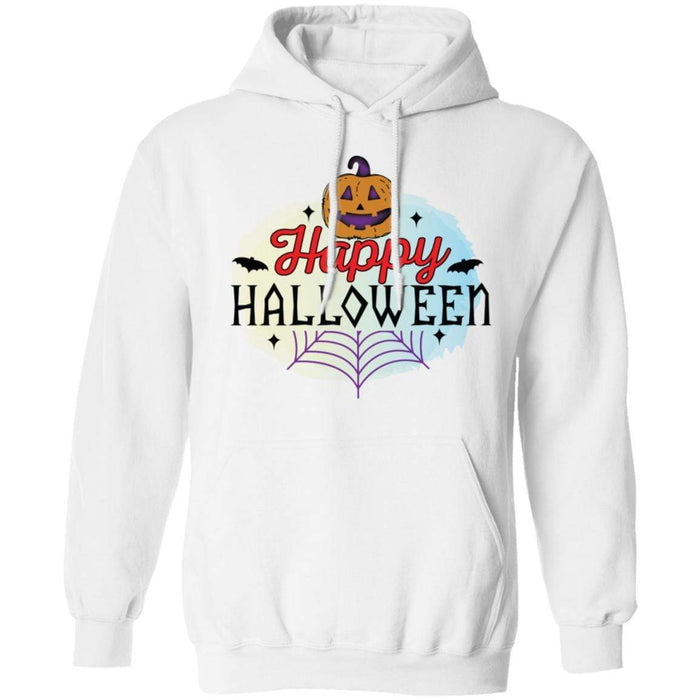 CustomCat Happy Halloween Pumpkin Shirts, Funny Halloween Gift Apparel Z66 Pullover Hoodie / White / S