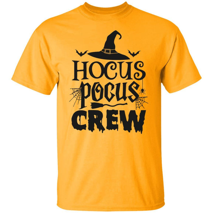 CustomCat Hocus Pocus Crew T-Shirt, Halloween Gift Apparel Basic T-Shirt / Gold / S