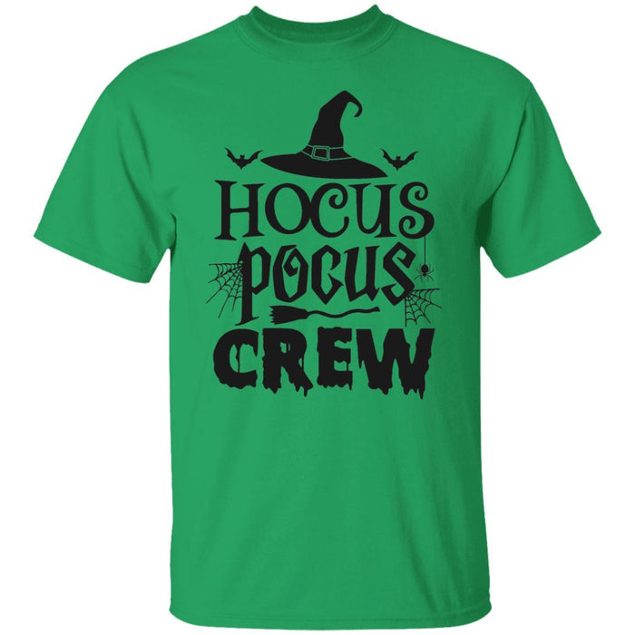 CustomCat Hocus Pocus Crew T-Shirt, Halloween Gift Apparel Basic T-Shirt / Irish Green / S