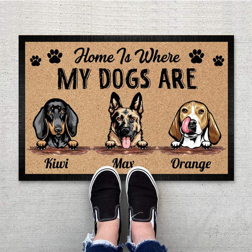 Gosszy Home is Where My Dogs Are Doormat, Dog Lover Gift, Welcome Mats Doormat 24" x 35"