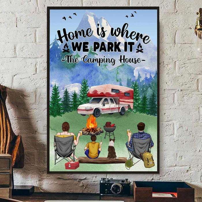 Gosszy Home Is Where We Park It Wall Art, Family Poster, Camping Gift, Dog Lovers Gift, Gift For Mom/Dad Poster