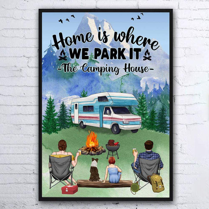 Gosszy Home Is Where We Park It Wall Art, Family Poster, Camping Gift, Dog Lovers Gift, Gift For Mom/Dad Poster