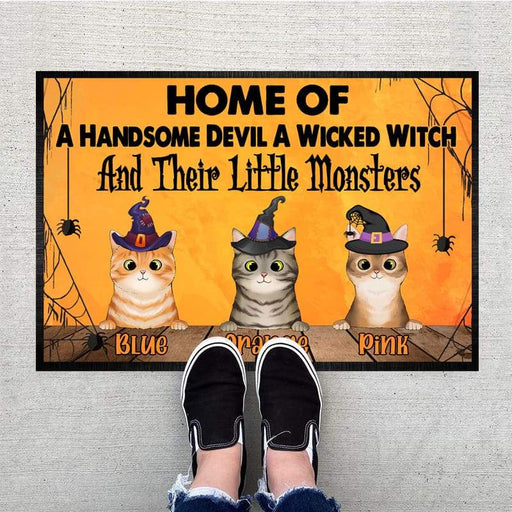 Gosszy Home Of A Handsome Devil A Wicked Witch Cat Doormat, Cat Lover Gift Doormat