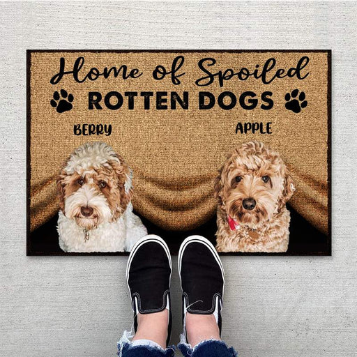 Gosszy Home of spoiled Rotten Dog Doormat, Upload Custom Dog Image, Dog Lover Gift Doormat