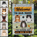 Gosszy Human Just Live Here With Us Flag, Cat Lover Gift, Holiday Garden Flags Garden Flag WITHOUT POLE / 12 x 18 Inch / Polyester