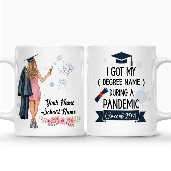 Gosszy I got My Degree during a Panmedic Coffee Mug - Girl Version, Graduation Day, Senior Gift mug 11oz