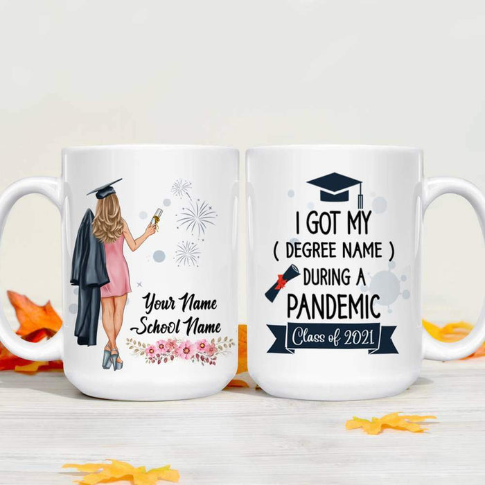 Gosszy I got My Degree during a Panmedic Coffee Mug - Girl Version, Graduation Day, Senior Gift mug 15oz