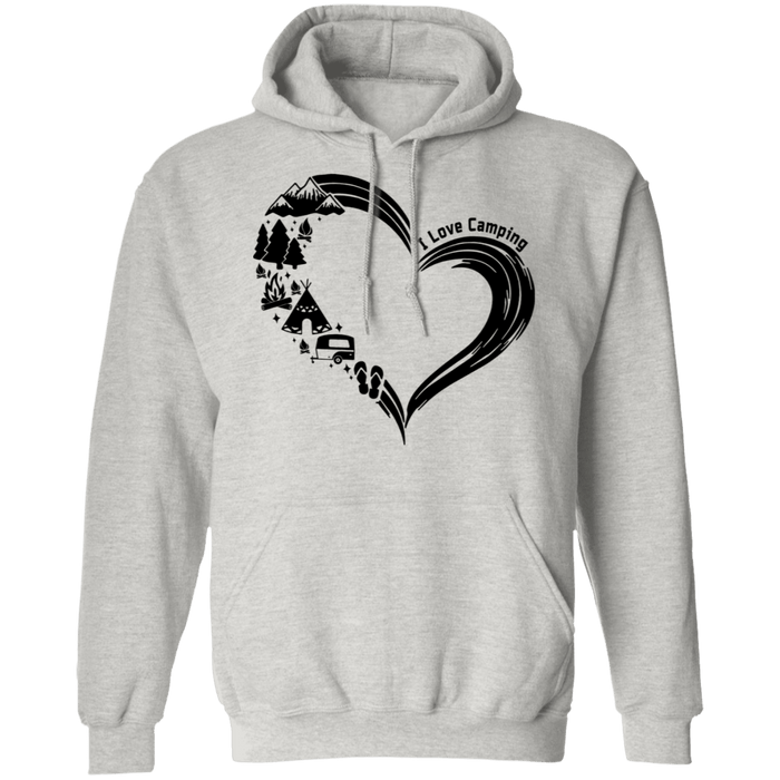 CustomCat I love Camping Apparel G185 Pullover Hoodie 8 oz. / Ash / S