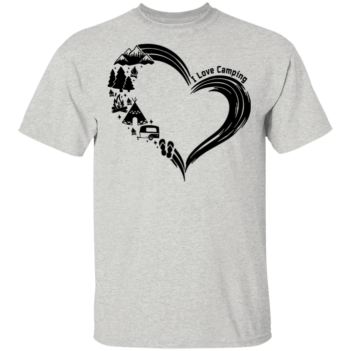 CustomCat I love Camping Apparel G500 5.3 oz. T-Shirt / Ash / S