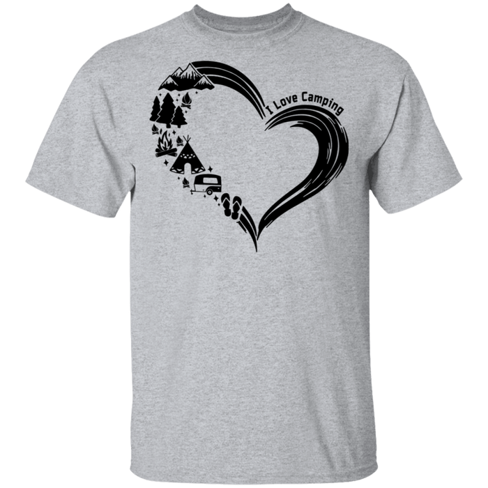 CustomCat I love Camping Apparel G500 5.3 oz. T-Shirt / Sport Grey / S