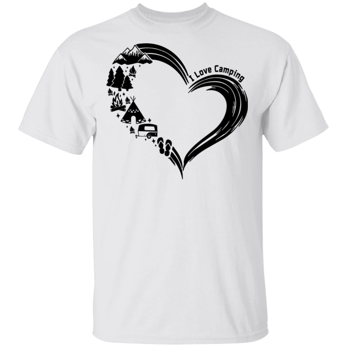 CustomCat I love Camping Apparel G500 5.3 oz. T-Shirt / White / S