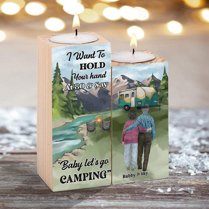 Gosszy I Want To Hold Your Hand At 80 Candle Holder, Gift For Camper, Gift For Him, Gift For Her Candle Holder ONESIZE