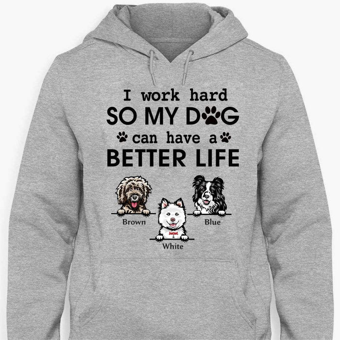Gosszy I Work Hard So My Dog T-shirt, Dog Lover Gift Tshirt Pullover Hoodie / Sport Grey Color / S