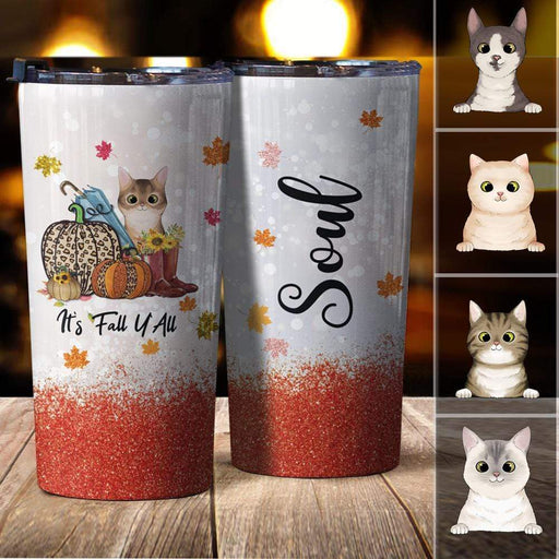 Gosszy It's Fall Y'all Cat Breeds Tumbler, Gif For Autumn, Gif For Season, Best Friend Gifts, Family Gifts Tumbler 20 oz
