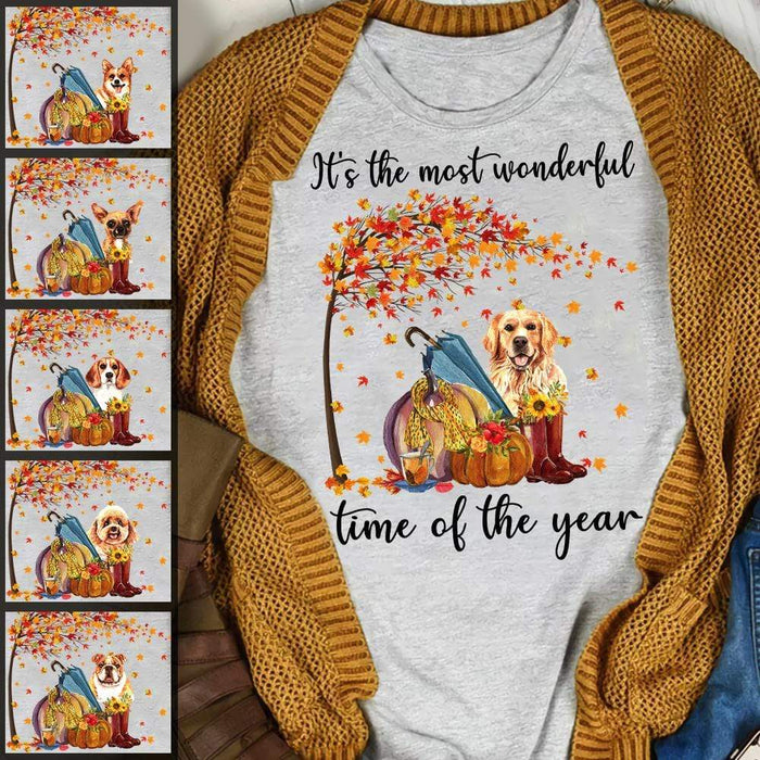 Gosszy It's The Most Wonderful Time Of The Year Tshirt, Dog Lover Gift, Gift For Autumn Lover Tshirt Basic Tee / White / S