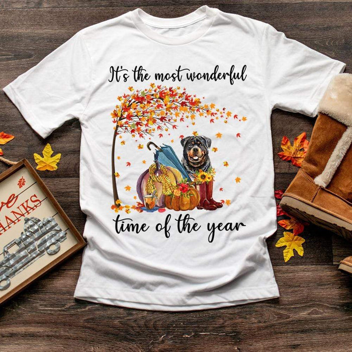 Gosszy It's The Most Wonderful Time Of The Year Tshirt, Dog Lover Gift, Gift For Autumn Lover Tshirt Premium Tee / White / S