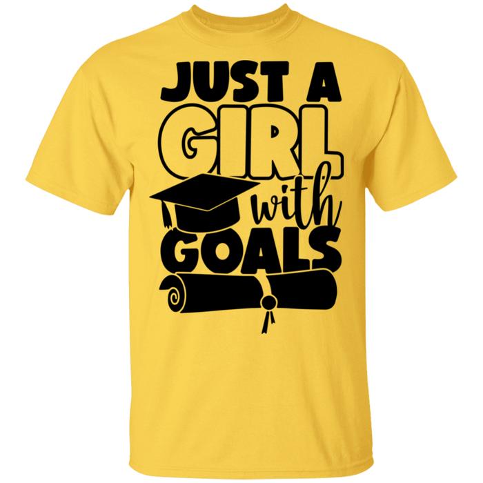 CustomCat Just a girl with Goal, graduation shirt, Senior Gift Apparel G500 5.3 oz. T-Shirt / Daisy / S