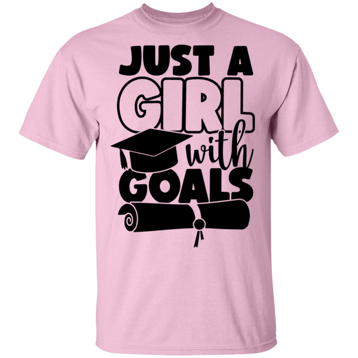 CustomCat Just a girl with Goal, graduation shirt, Senior Gift Apparel G500 5.3 oz. T-Shirt / Light Pink / S