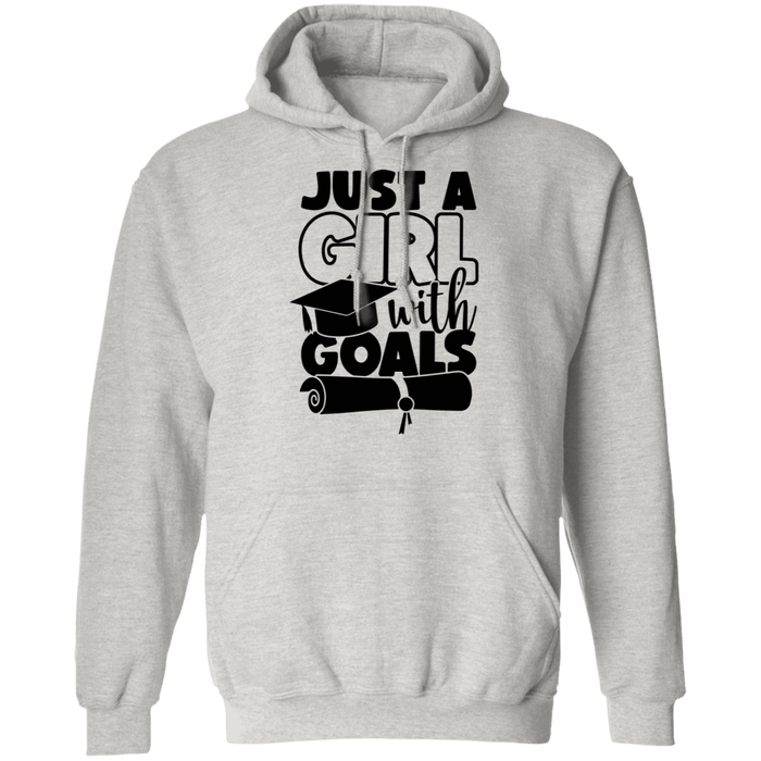 CustomCat Just a girl with Goal, graduation shirt, Senior Gift Apparel Z66 Pullover Hoodie / Ash / S