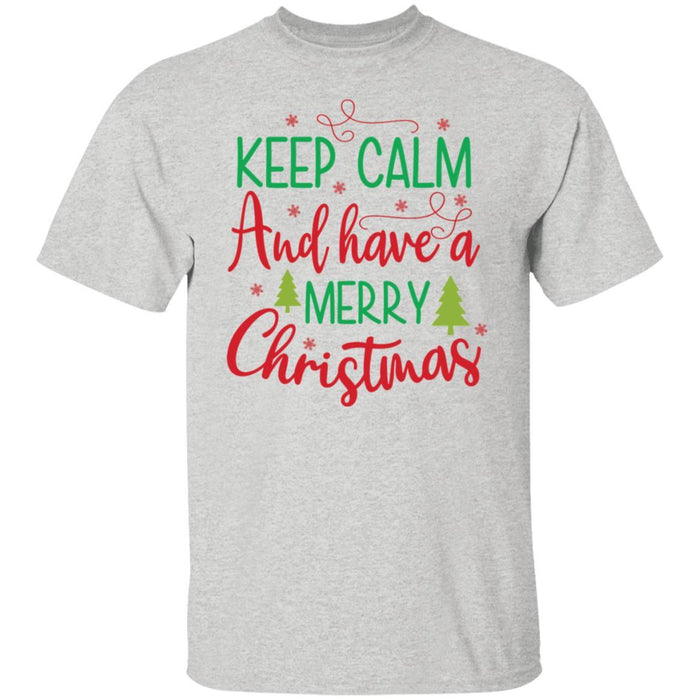 CustomCat Keep Calm And Have A Merry Christmas T-shirt, Christmas Gift Apparel Basic T-Shirt / Ash / S