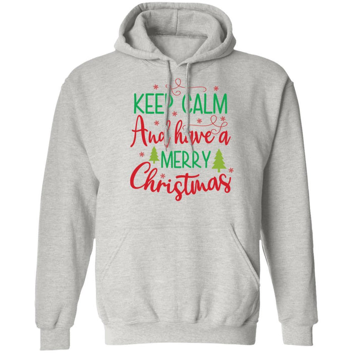 CustomCat Keep Calm And Have A Merry Christmas T-shirt, Christmas Gift Apparel Pullover Hoodie / Ash / S