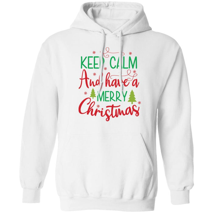 CustomCat Keep Calm And Have A Merry Christmas T-shirt, Christmas Gift Apparel Pullover Hoodie / White / S