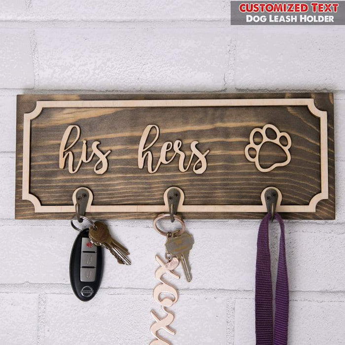 Gosszy Key and Leash Holder - Handmade His Hers / Hers Hers / His His / Mr Mrs / Ours / Paw Print Key Holder