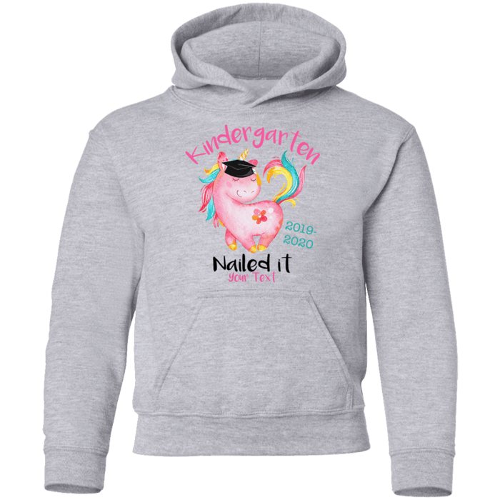 CustomCat Kindergarten Nailed it Tshirt, Graduation Day, Senior Gift Apparel G185B Youth Pullover Hoodie / Sport Grey / YS