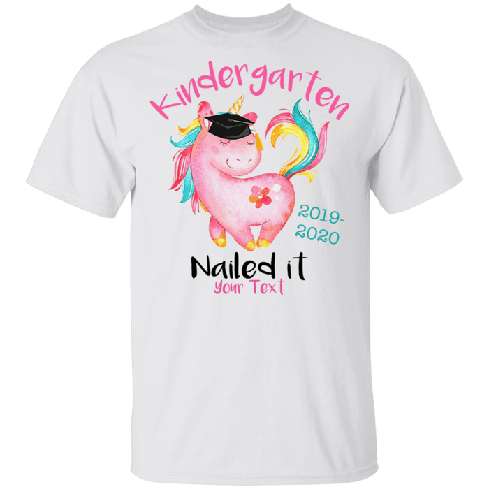 CustomCat Kindergarten Nailed it Tshirt, Graduation Day, Senior Gift Apparel G500 5.3 oz. T-Shirt / White / S