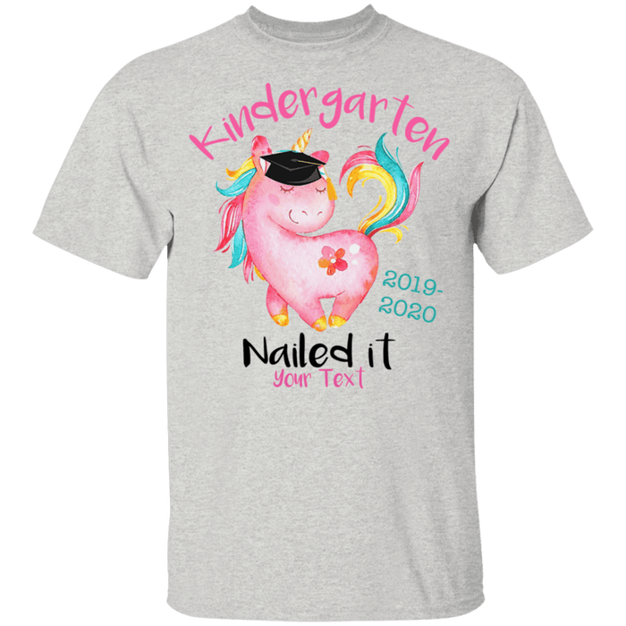 CustomCat Kindergarten Nailed it Tshirt, Graduation Day, Senior Gift Apparel G500B Youth 5.3 oz 100% Cotton T-Shirt / Ash / YXS