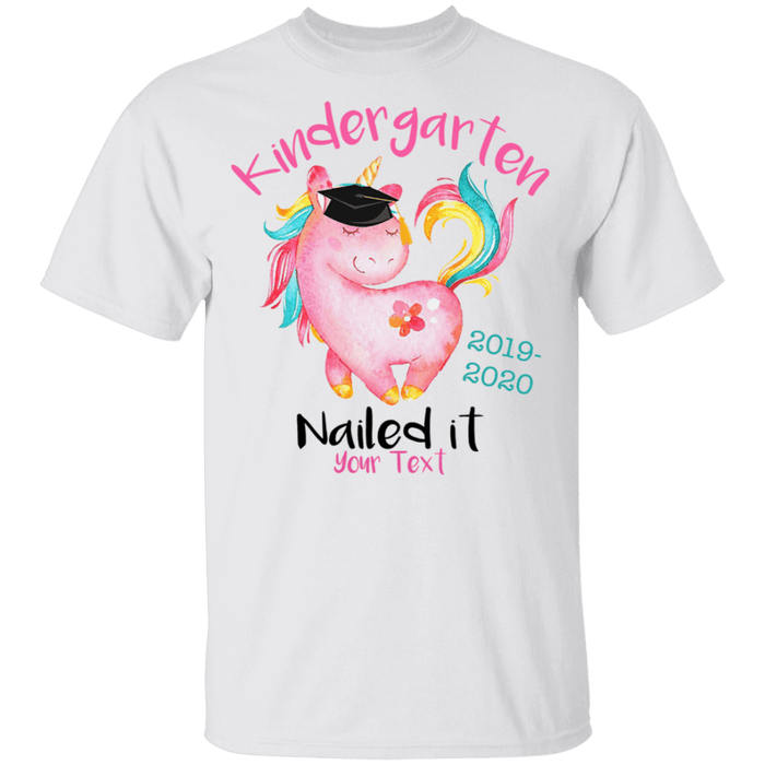 CustomCat Kindergarten Nailed it Tshirt, Graduation Day, Senior Gift Apparel G500B Youth 5.3 oz 100% Cotton T-Shirt / White / YXS