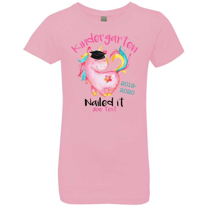 CustomCat Kindergarten Nailed it Tshirt, Graduation Day, Senior Gift Apparel NL3710 Girls' Princess T-Shirt / Light Pink / YXS