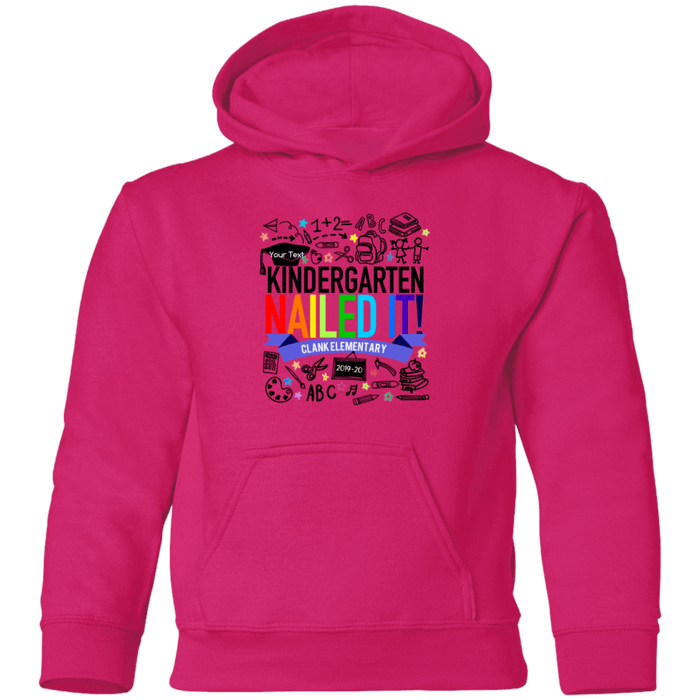 CustomCat Kindergarten Nailed it Ver 2 Tshirt, Graduation Day, Senior Gift Apparel G185B Youth Pullover Hoodie / Heliconia / YS