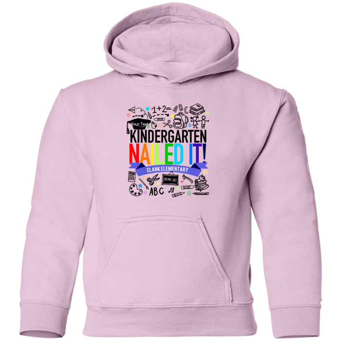 CustomCat Kindergarten Nailed it Ver 2 Tshirt, Graduation Day, Senior Gift Apparel G185B Youth Pullover Hoodie / Light Pink / YS