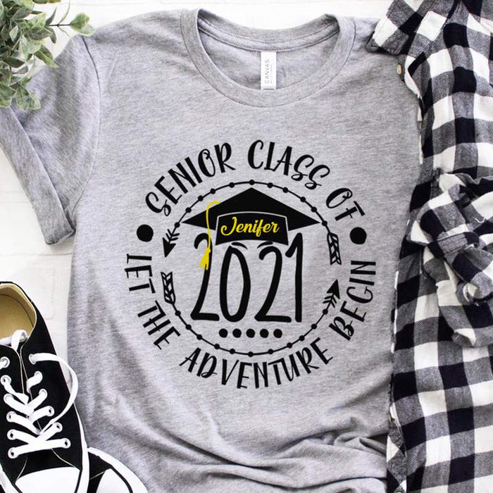 Gosszy Let the Adventure Begin Graduation Shirt, Senior Gift Tshirt