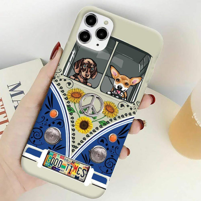 Gosszy License Plate Hippie Vintage Van Dog, Dog Lover Gift, Hippie Lover Gift, Phone Case Phone Case PC