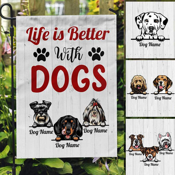 Gosszy Life Is Better With Dogs Garden Flag, Dog Lover Gift Garden Flag