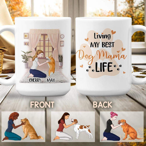 Gosszy Living My Best Dog Mama Life, Dog Lover Gift, Coffee Mug For Dog Lovers, Gift For Mother's Day mug 11 oz / Gloss Ceramic / White