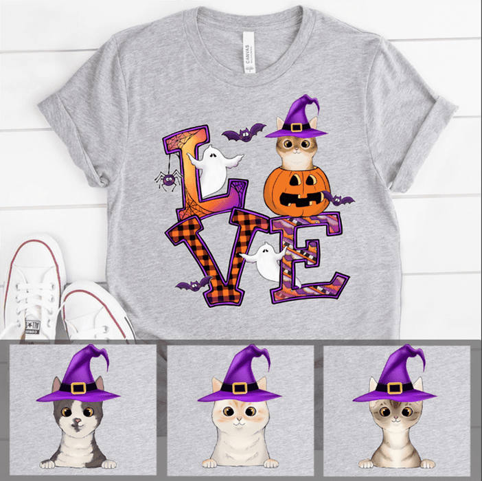 Gosszy Love Cat Halloween Tshirt, Cat Lover Gift, Halloween Gift Tshirt Basic Tee / White / S