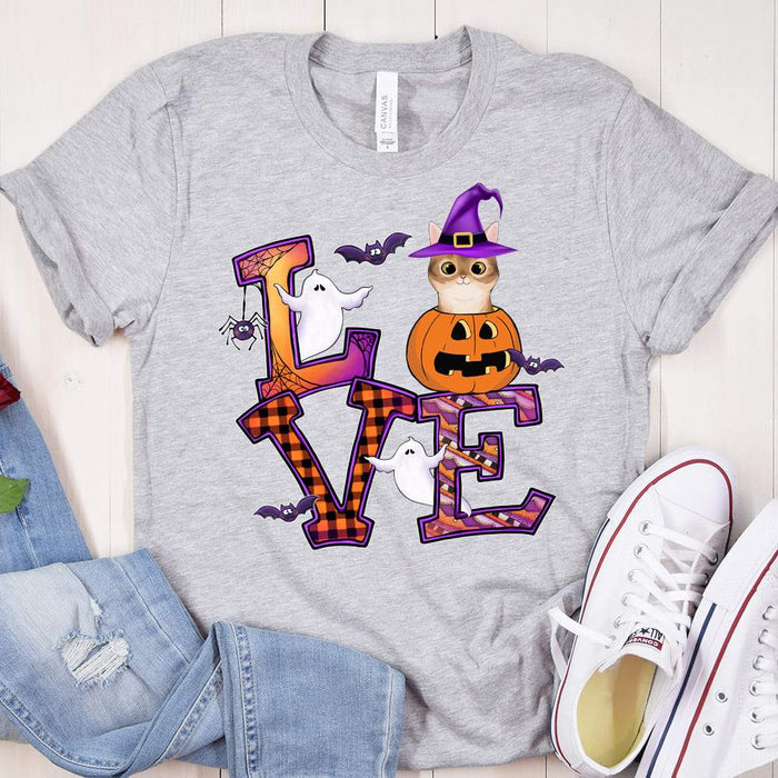 Gosszy Love Cat Halloween Tshirt, Cat Lover Gift, Halloween Gift Tshirt Premium Tee / White / S