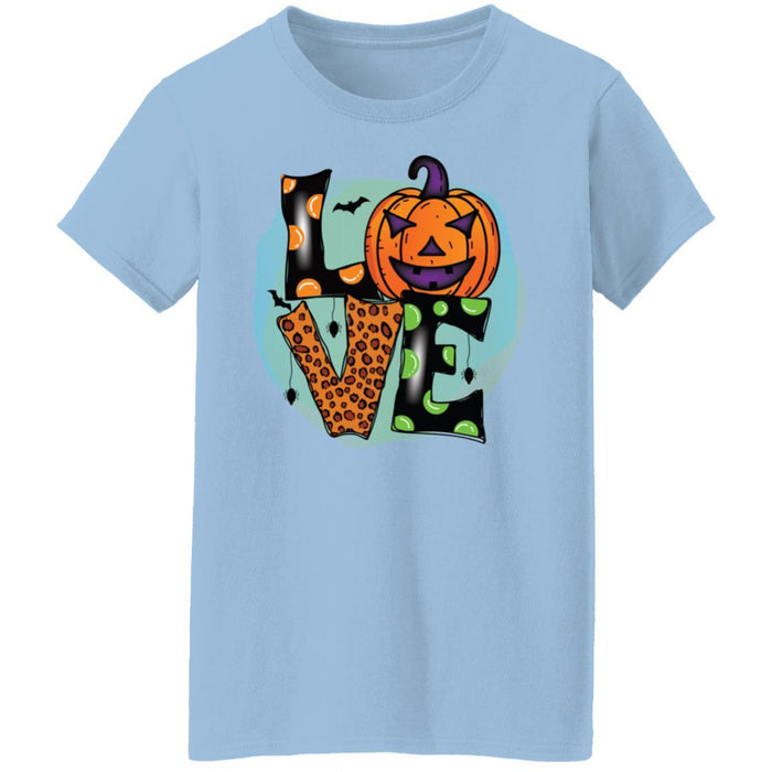 CustomCat Love Pumpkin, Perfect Gift Halloween For Family Apparel G500L Ladies' 5.3 oz. T-Shirt / Light Blue / S