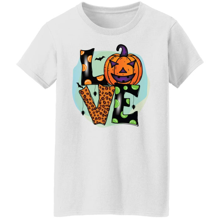 CustomCat Love Pumpkin, Perfect Gift Halloween For Family Apparel G500L Ladies' 5.3 oz. T-Shirt / White / S