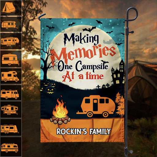 Gosszy Making Memories Camping At Time Garden Flag For Halloween, Camping Gift Garden Flag Without flagpole