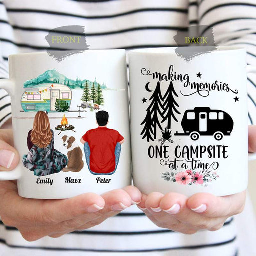 Gosszy Making Memories On Campsite At Time Coffee Mug, Camping Gift, Dog Lover Gift mug 11oz / Gloss Ceramic / White