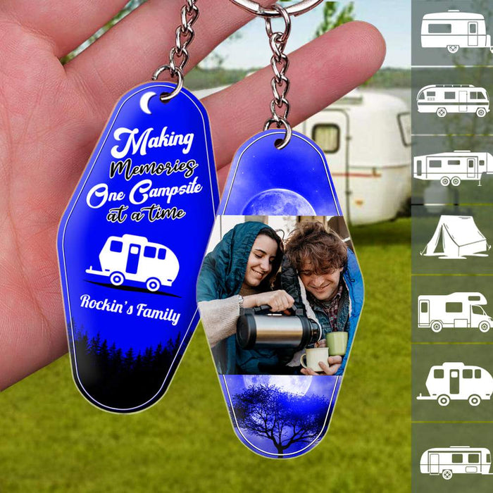 Gosszy Making Memories One Camping At A Time Keychain Upload Image Hexagon Keychain Acrylic 1 Piece / 3"H x 1.5"W